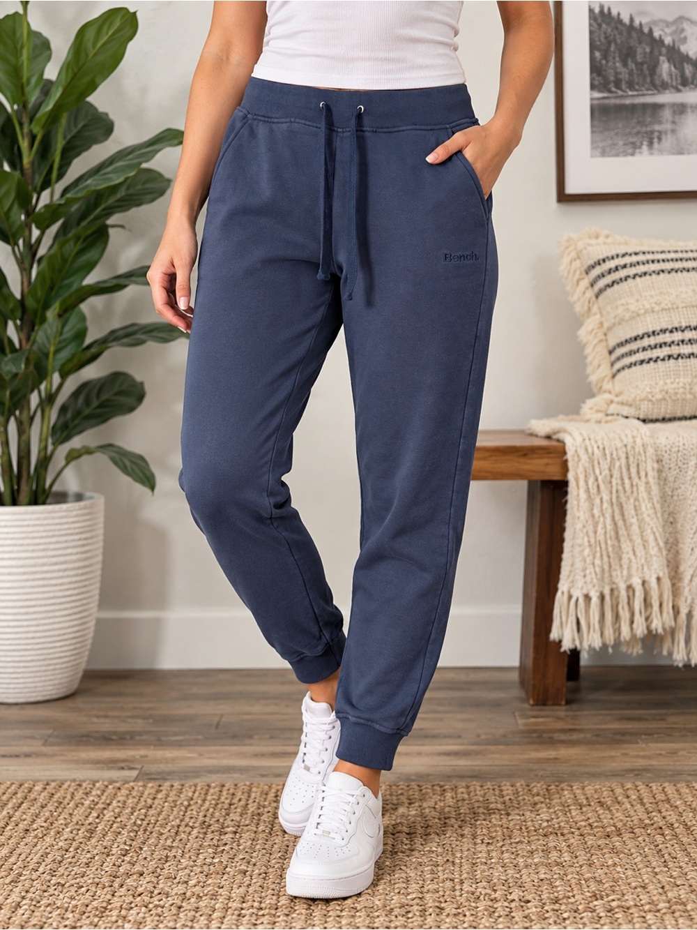 351) Bench Navy Blue Joggers Sweatpants Drawstring Tapered Lounge Pants